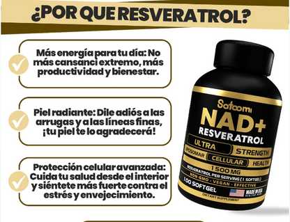 NAD + Resveratrol: ¡Basta de Vergüenza! Elimina arrugas, patas de gallo y cuello flácido, y recupera la energía de tus 20's en tiempo récord!
