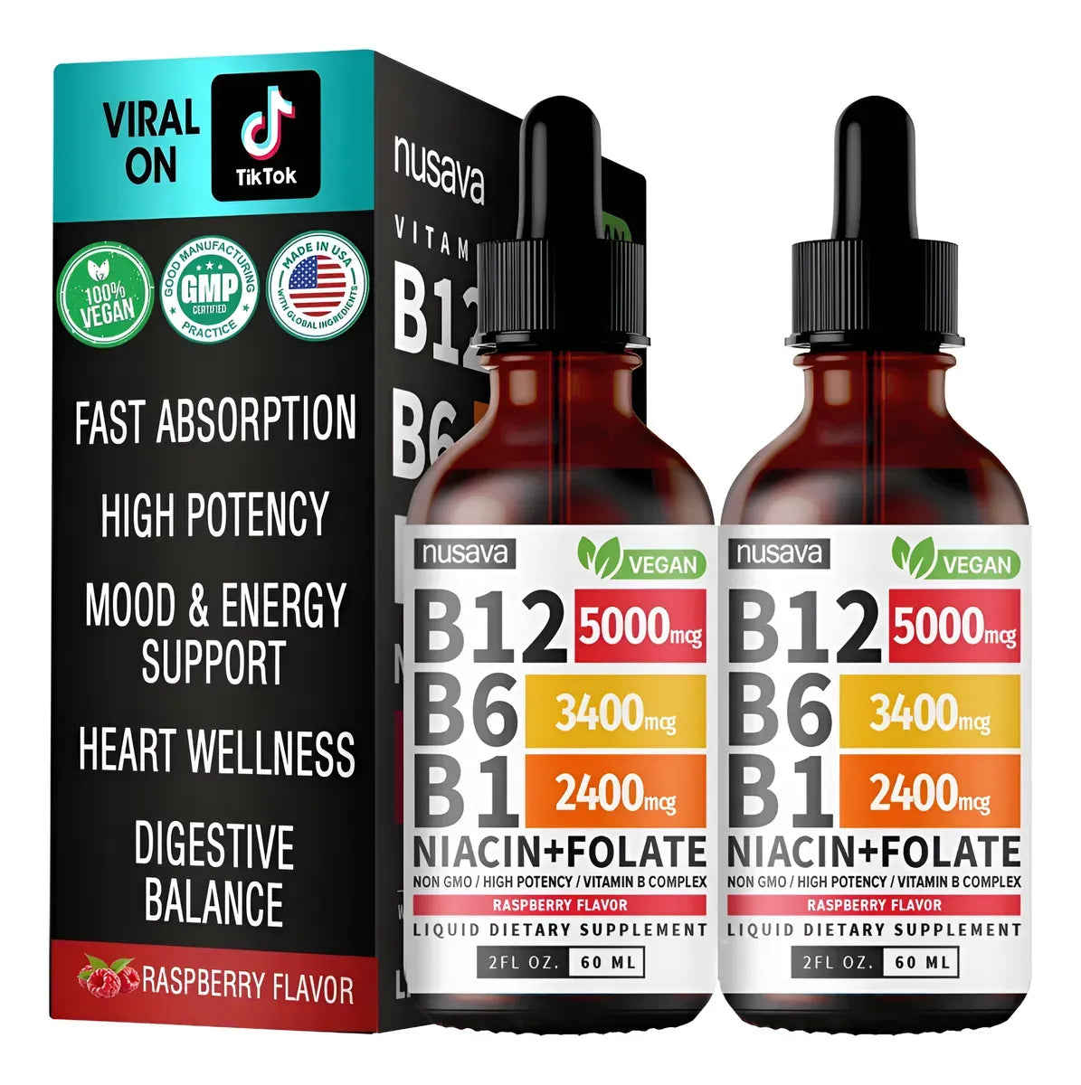 B-COMPLEX ENERGY® – Vitaminas B12 B6 B1 en gotas para energía, enfoque y salud total AL INSTANTE